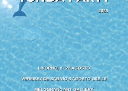 Locandina di Tonda Party 2026, mostra mercato di arte contemporanea alla Melograno Art Gallery di Livorno