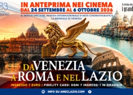 Locandina della rassegna “I Grandi Festival: da Venezia a Roma e nel Lazio” con i film della Mostra del Cinema di Venezia