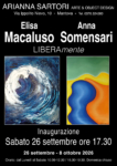 Locandina della mostra “LIBERAmente” di Elisa Macaluso e Anna Somensari alla Galleria Arianna Sartori di Mantova