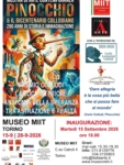 Locandina della mostra “Pinocchio e il Bicentenario Collodiano – La voce interiore, anatomia della speranza” al Museo MIIT di Torino