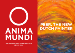 Locandina della mostra personale Paintings About the Origin of Life – Venice 2026 dell'artista Peer, The New Dutch Painter, in programma a Palazzo Pisani-Revedin a Venezia.