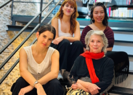 i quattro artisti internazionali di Arroscia Residency a Pieve di Teco, in provincia di Imperia: Sharon Cheuk Wun Lee, Juana Subercaseaux, Raquel de la Coba Martinez e Julie Harrison.