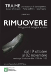 Locandina della mostra “RIMUOVERE. 144 giorni di indagine artistica” allo Spazio Isola SET di Milano