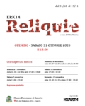 Locandina di Reliquie, mostra personale dell'artista ERK14 a cura di Fabio Maietta, in programma al Museo Diocesano di Caserta dal 31 ottobre al 15 novembre 2026.