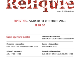 Locandina di Reliquie, mostra personale dell'artista ERK14 a cura di Fabio Maietta, in programma al Museo Diocesano di Caserta dal 31 ottobre al 15 novembre 2026.