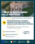 Locandina della presentazione dei lavori di restauro della Chiesa di Santa Maria delle Fortezze a Viterbo, realizzati dalla Soprintendenza e finanziati con fondi PNRR, in programma il 25 ottobre 2026.