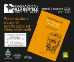 Locandina della presentazione del libro “Tra l’incudine e il martello” di Alfredo Catarsini a Villa Bertelli di Forte dei Marmi